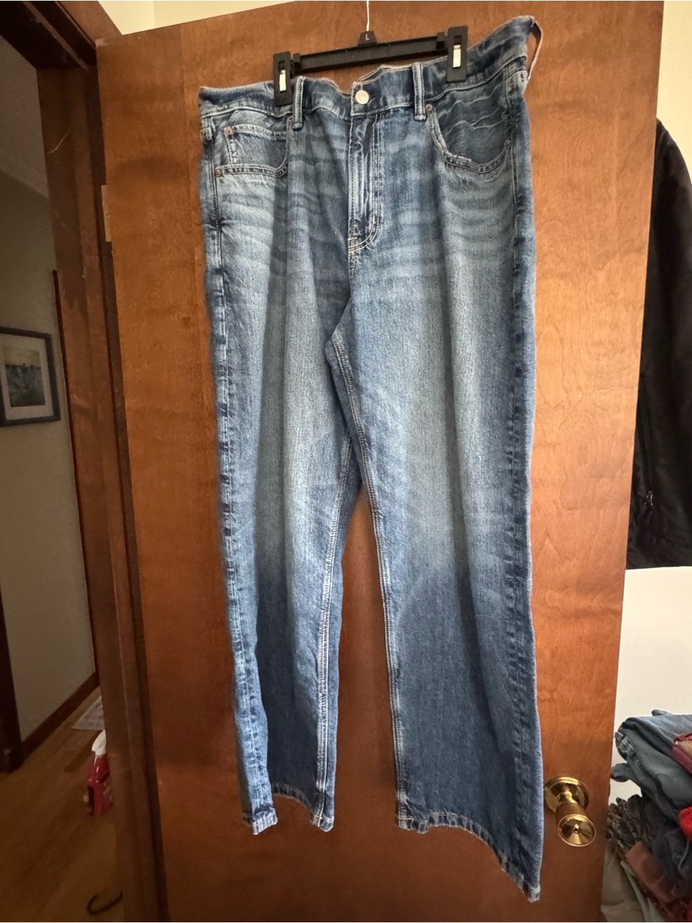 American Eagle Outfitters Men's Straight Leg Denim Jeans - Light Blue Wash